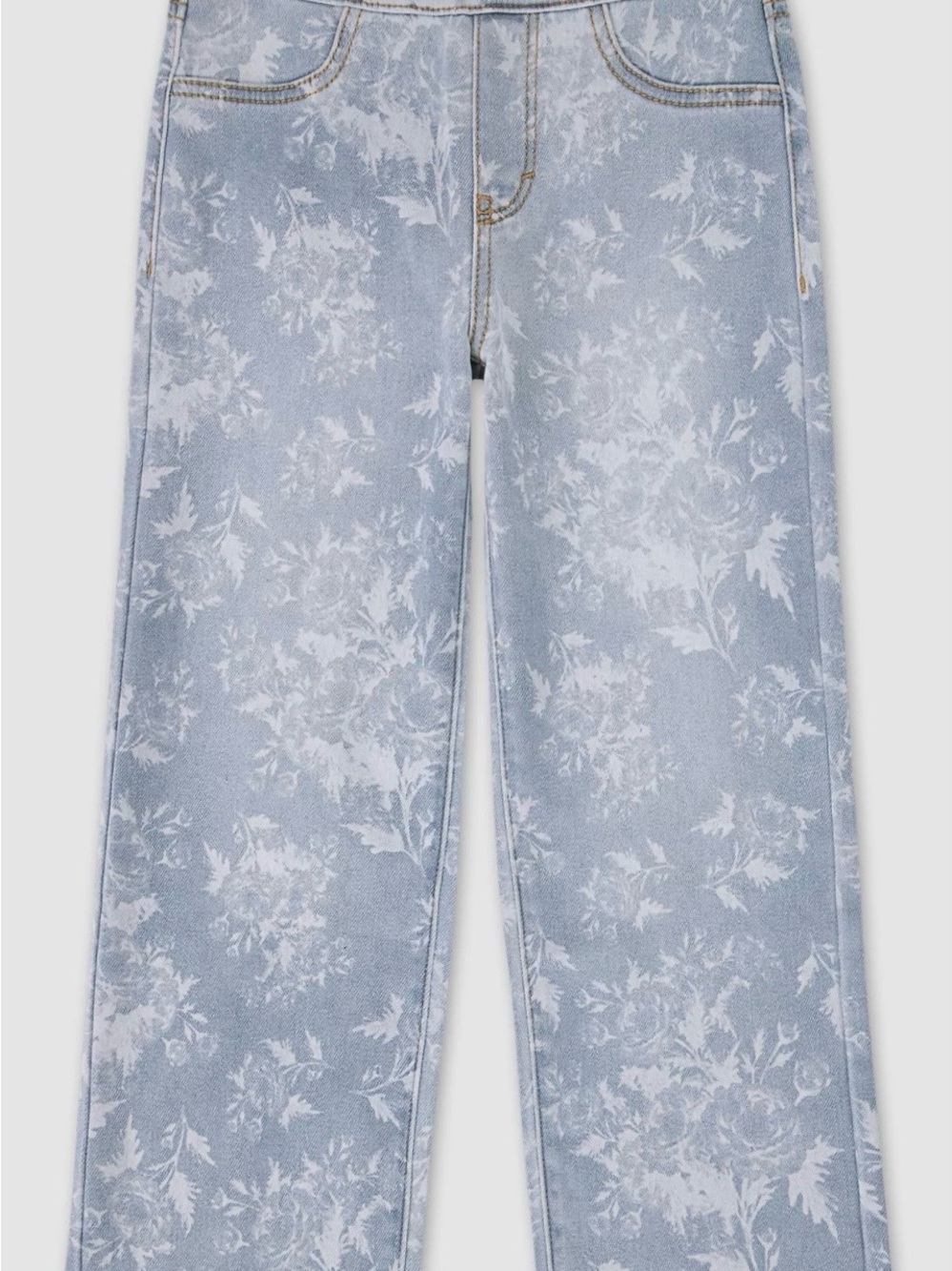 Levi's Light Blue Floral Denim Pull-On Wide Leg Jeans